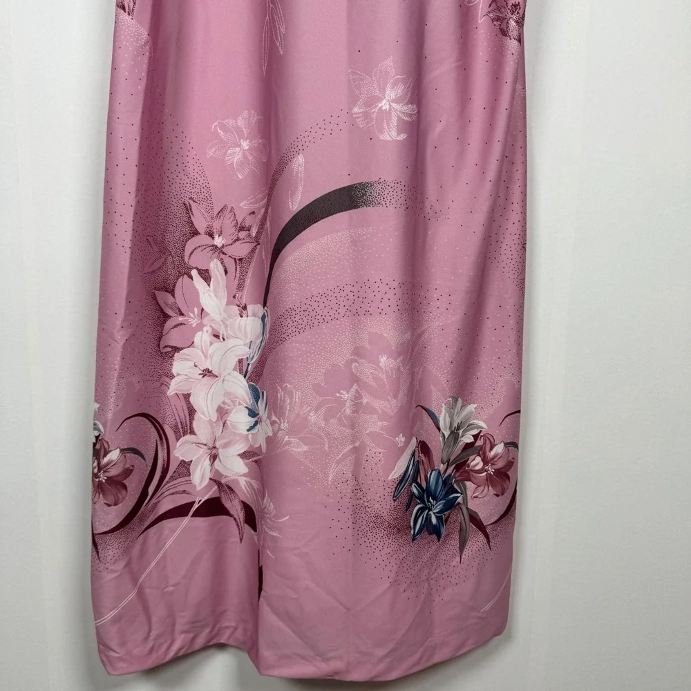 VTG TV Loungers Pink L Floral Zip Robe House Coat Dress 70s Hippie‎ Boho Kimono